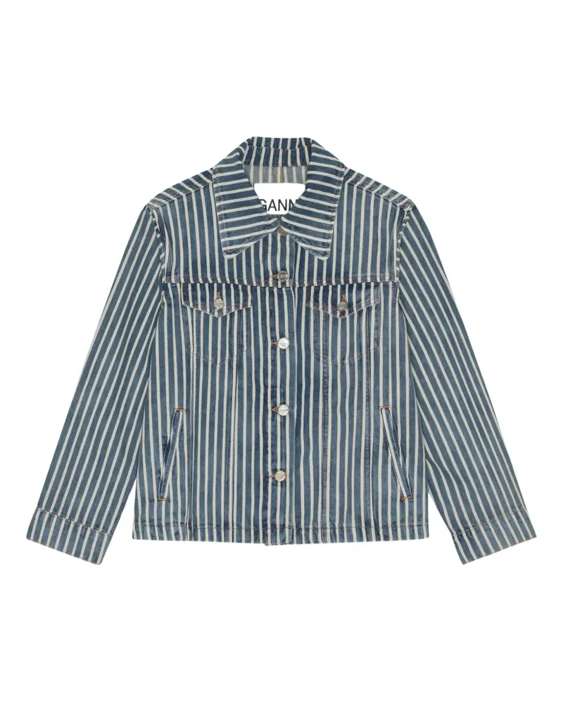 Ganni Gestreifte Jeansjacke - Blau Blau