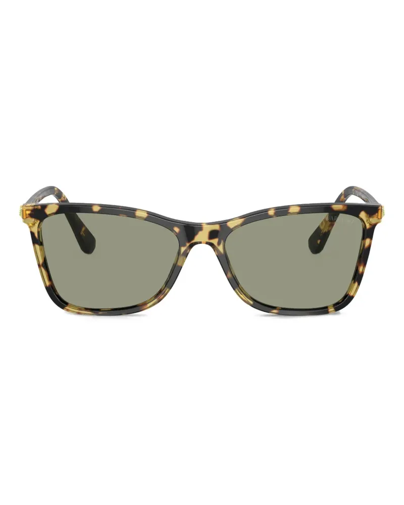 Swarovski Eckige Sonnenbrille mit Strassverzierung - Braun Braun