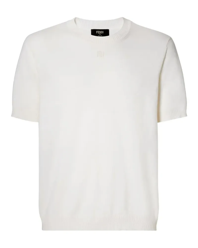 Fendi T-Shirt mit Logo-Stickerei - Nude Nude