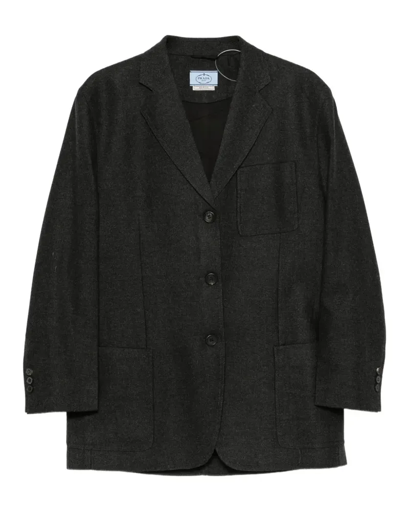 Prada Einreihiger Blazer mit Logo-Stickerei - Grau Grau