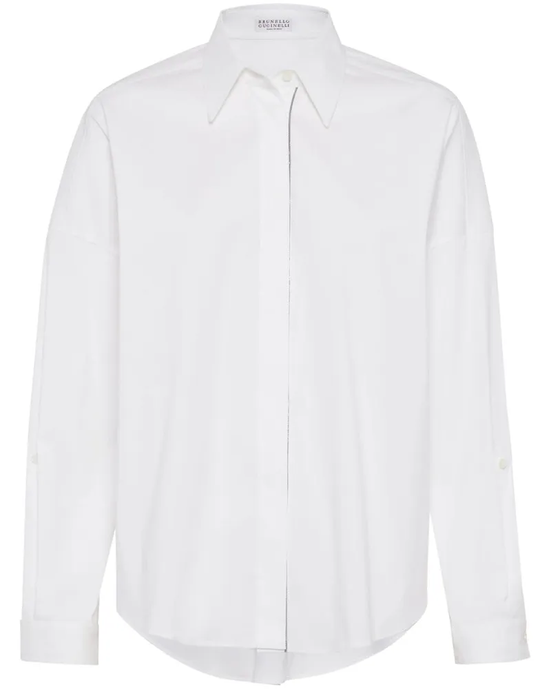 Brunello Cucinelli Hemd mit Perlenverzierung - Weiß Weiß