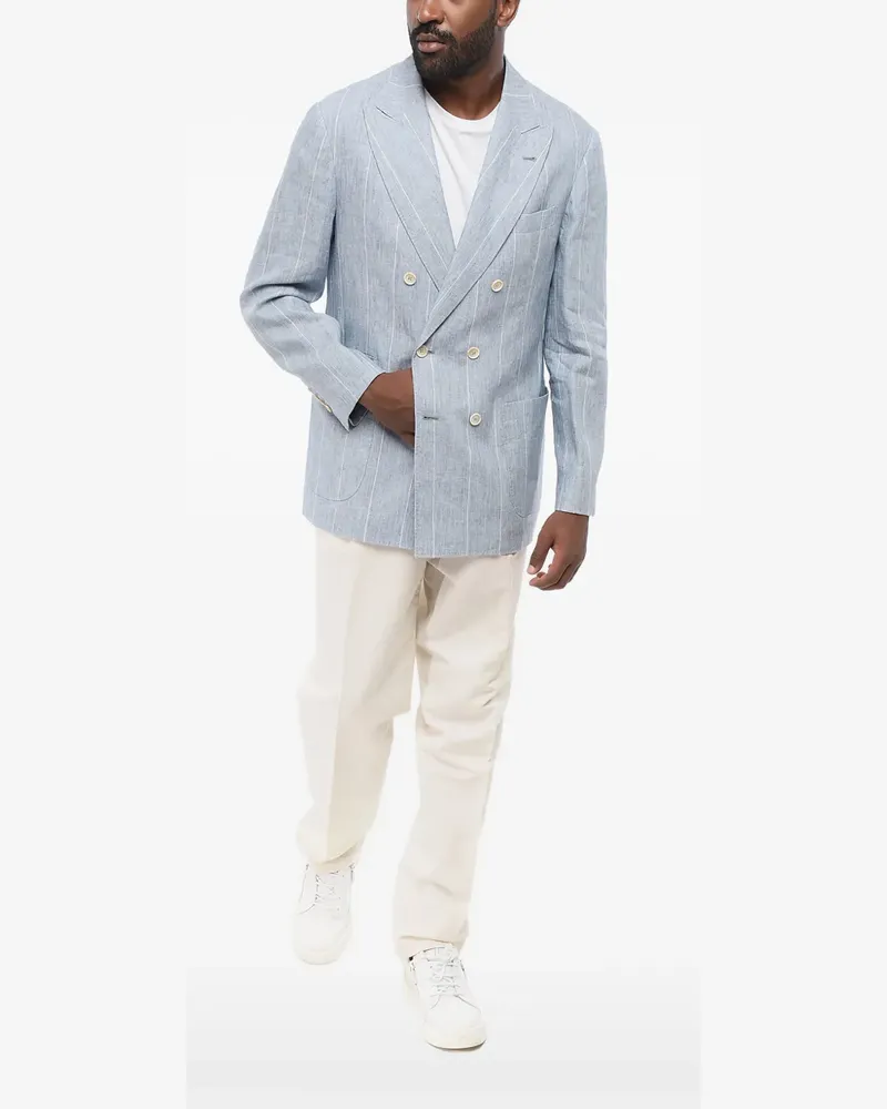Brunello Cucinelli Doppelreihiges Sakko mit Nadelstreifen - Blau Blau