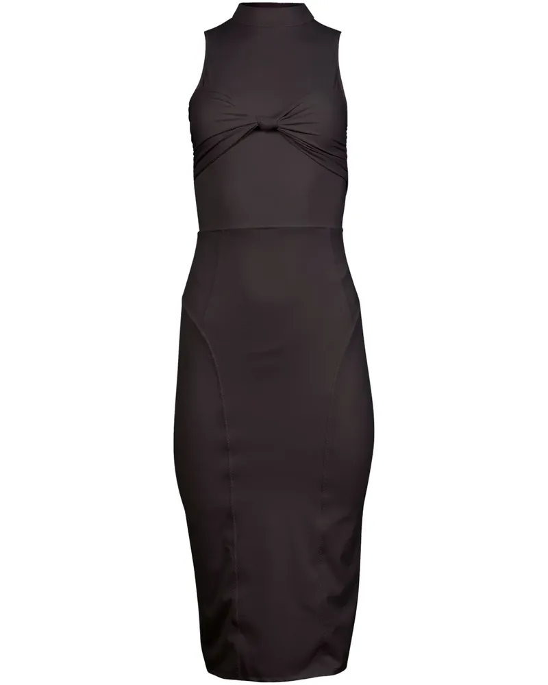 Fleur Du Mal Jerseymidikleid mit Knotendetail - Schwarz Schwarz