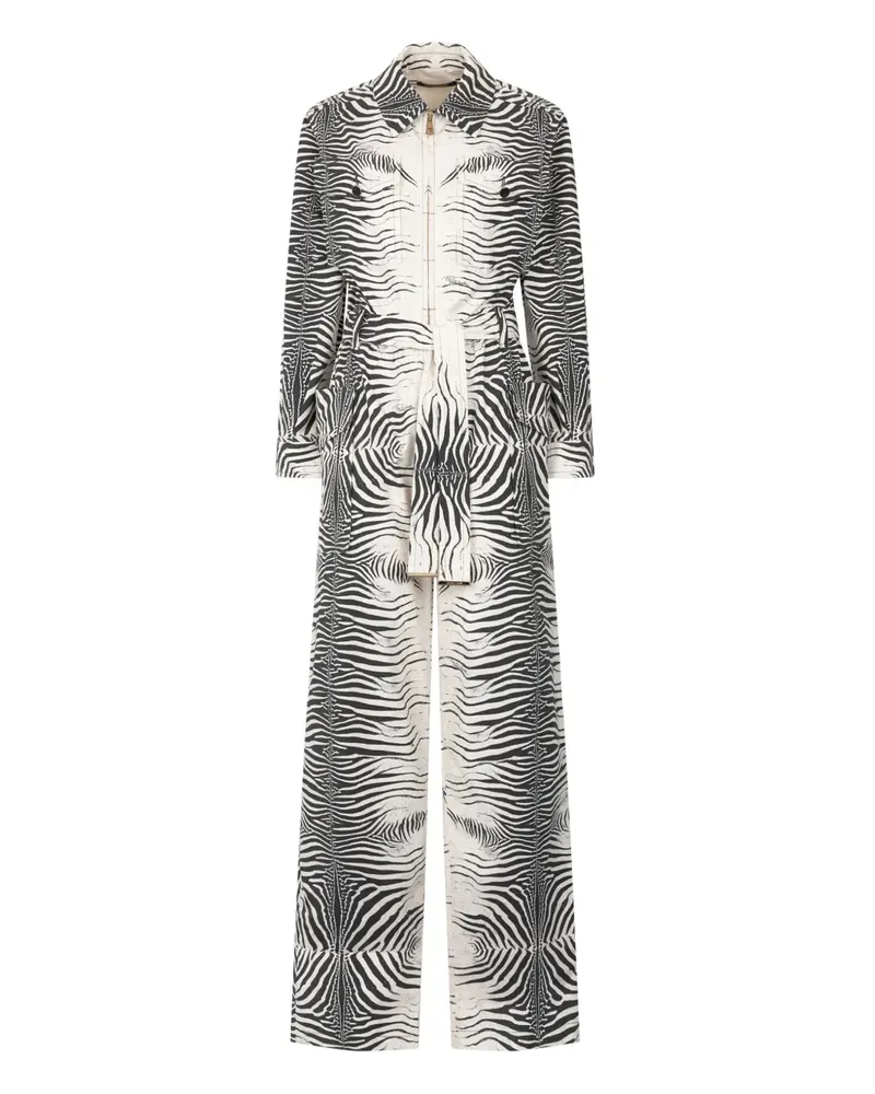 Roberto Cavalli Jumpsuit mit Zebra-Print - Weiß Weiß