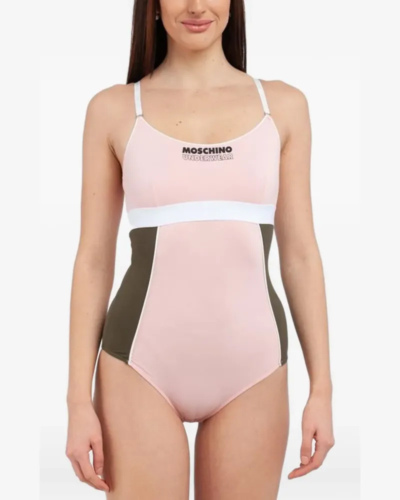 Moschino logo-print panelled bodysuit - Rosa Rosa
