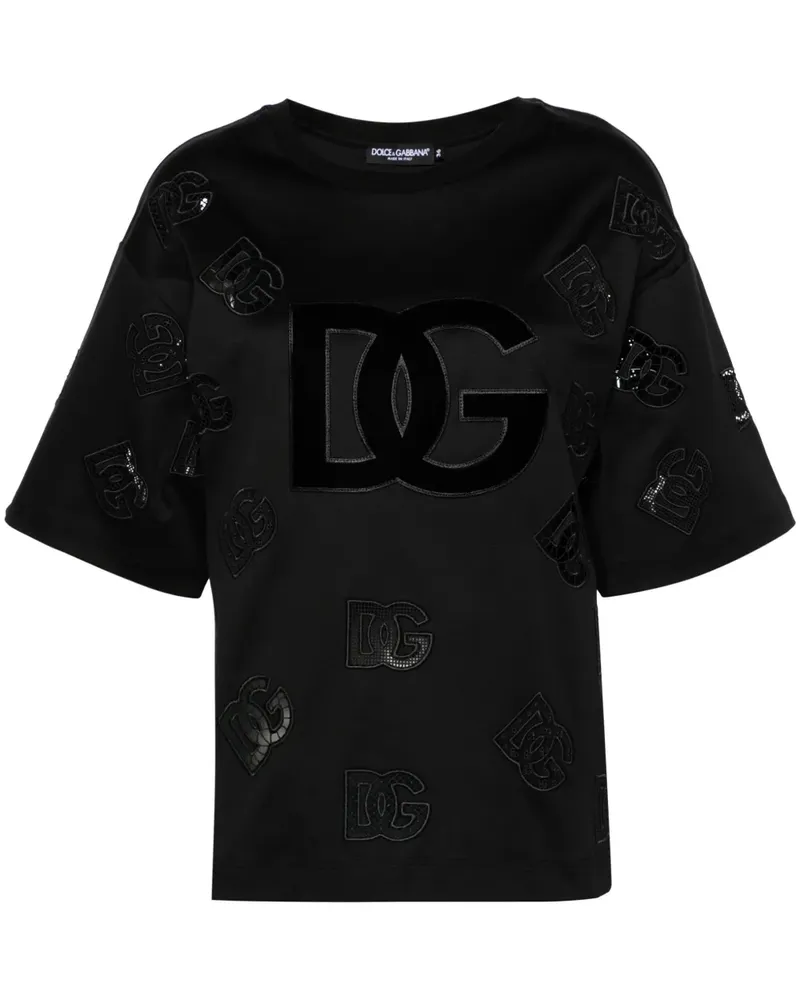 Dolce & Gabbana T-Shirt mit DG - Schwarz Schwarz