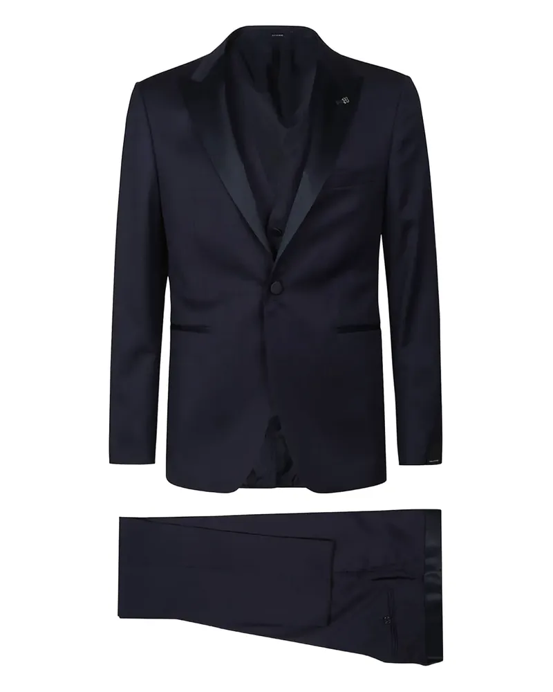 Tagliatore satin-lapel wool suit - Blau Blau