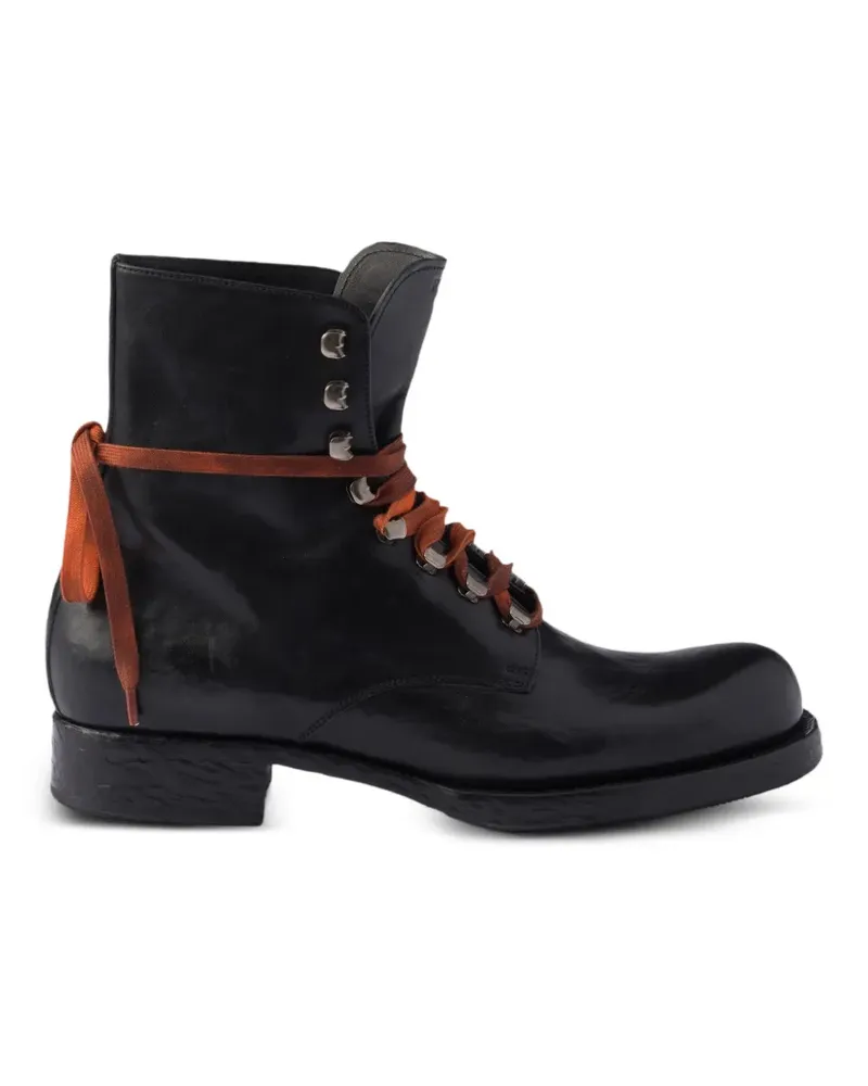 Prada leather laced booties - Schwarz Schwarz