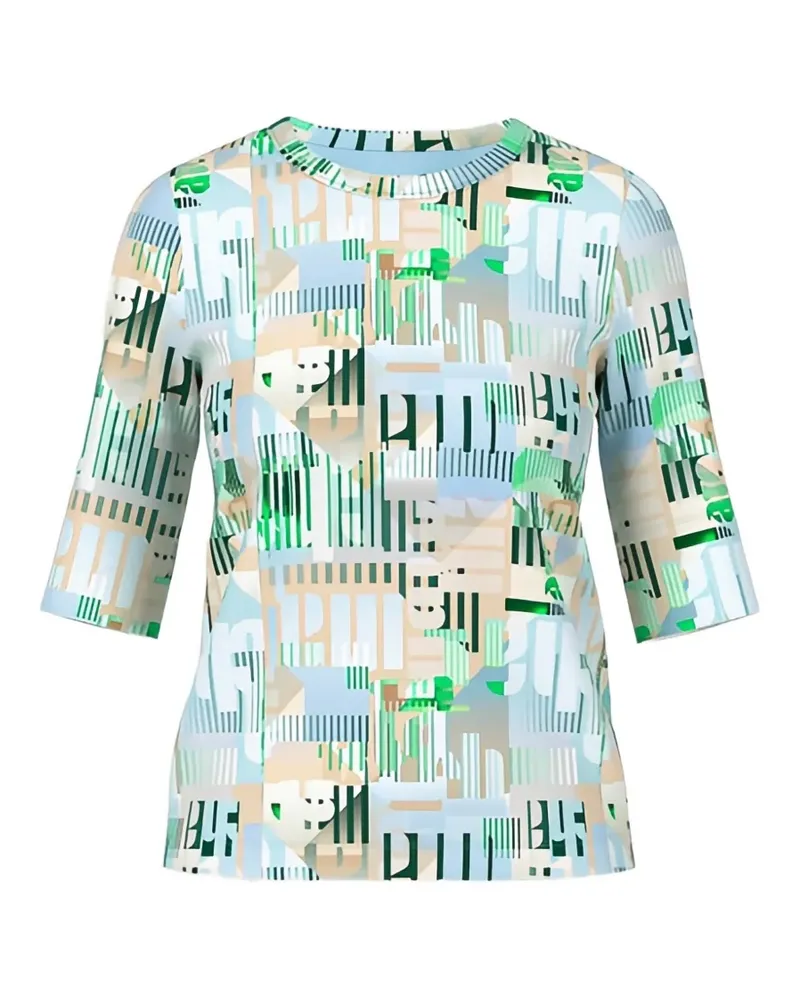 Marc Cain Gemustertes T-Shirt - Blau Blau