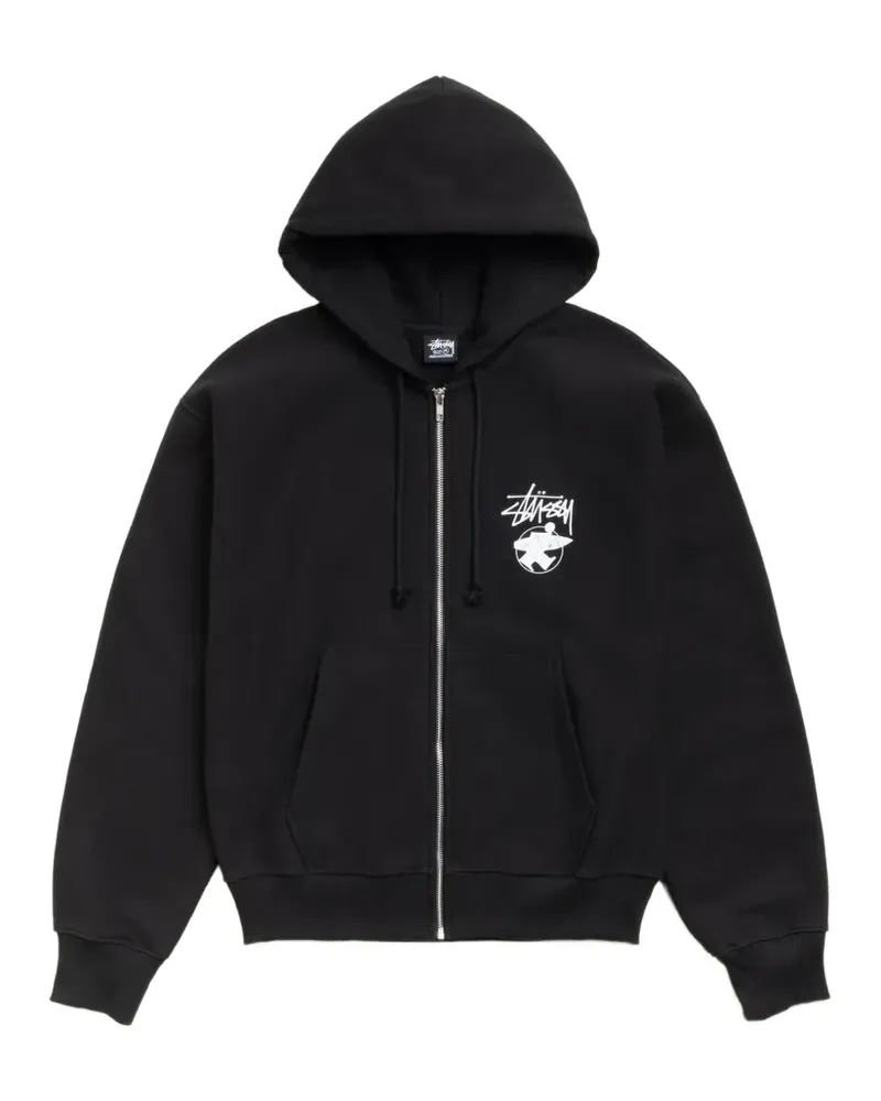 Stüssy logo-print zip-up hoodie - Schwarz Schwarz