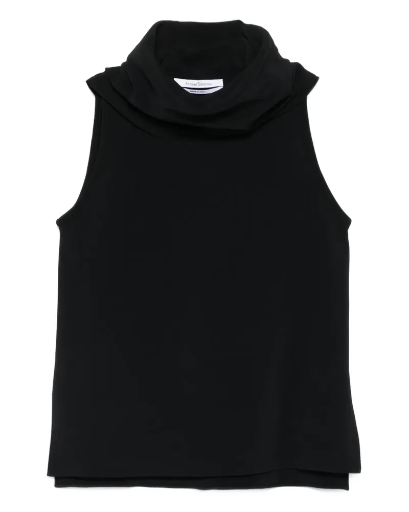 Another Tomorrow Tanktop mit Wasserfallausschnitt - Schwarz Schwarz
