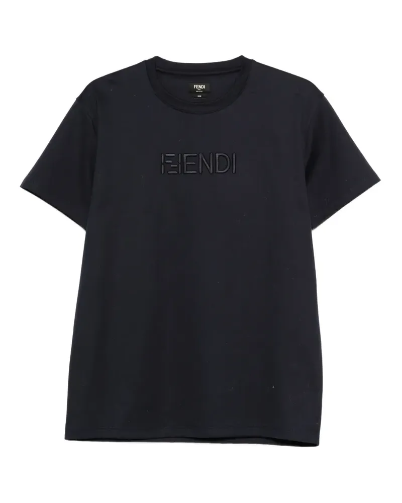 Fendi embroidered-logo T-shirt - Blau Blau