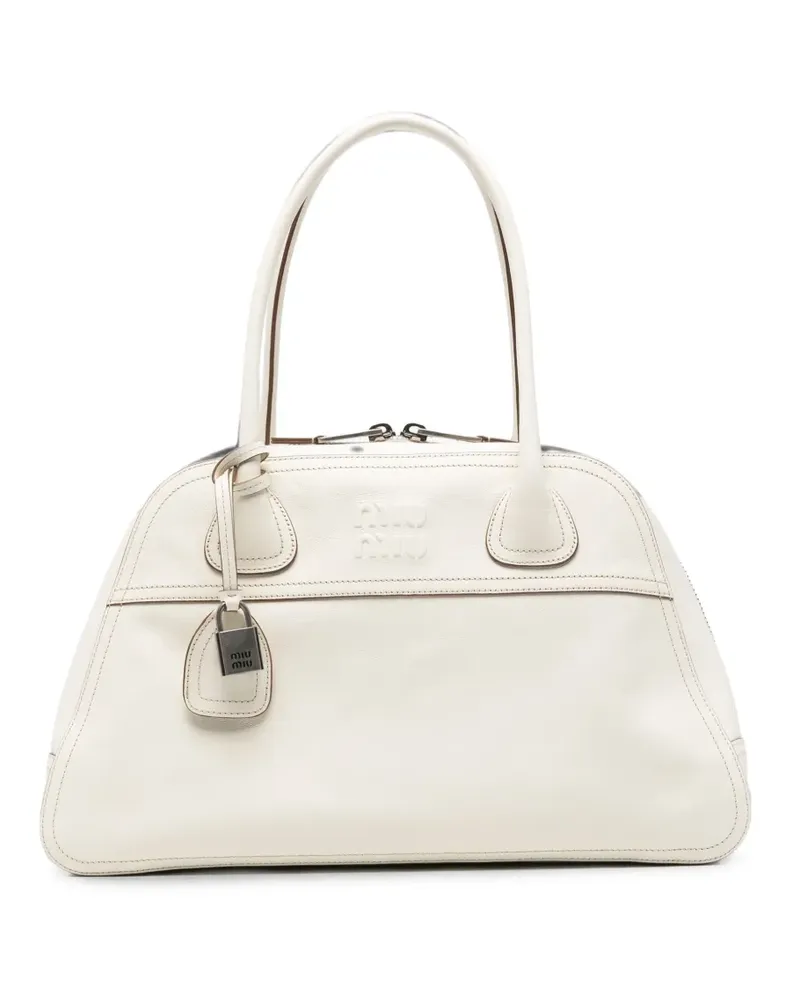 Miu Miu logo-embossed leather shoulder bag - Weiß Weiß