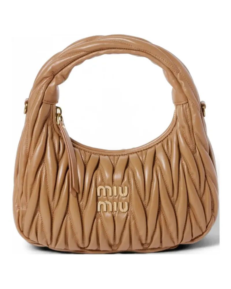 Miu Miu Wander matelassé nappa leather hobo bag - Nude Nude