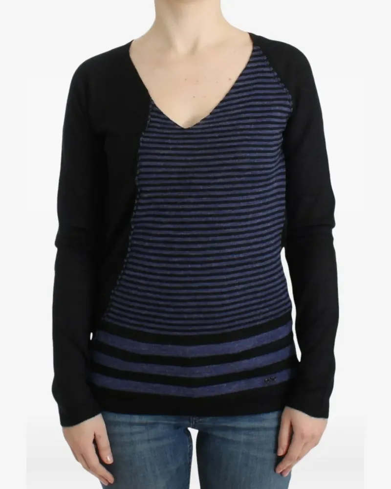 CoSTUME NATIONAL striped V-neck sweater - Schwarz Schwarz