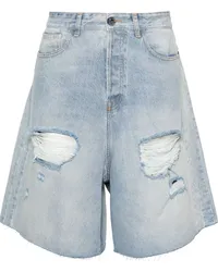 VETEMENTS Halbhohe Destroyed Jeans-Shorts Blau