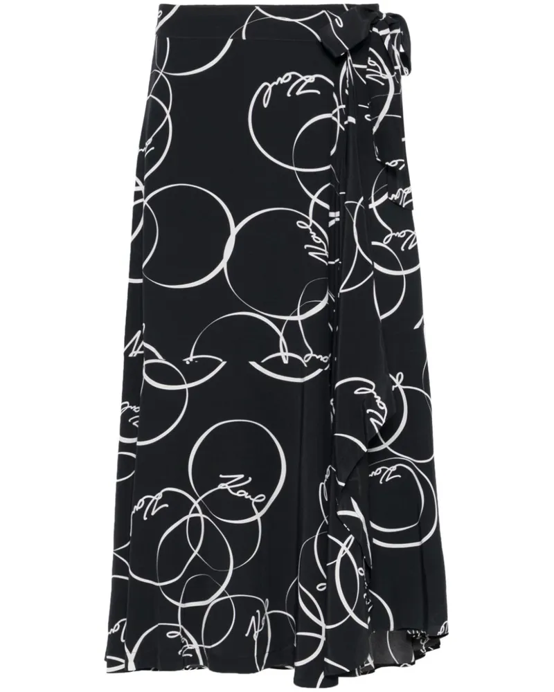 Karl Lagerfeld Wickelrock mit Kreis-Print - Schwarz Schwarz