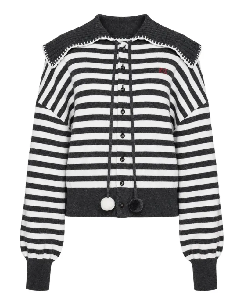 Renli Su striped sailor-collar cardigan - Grau Grau