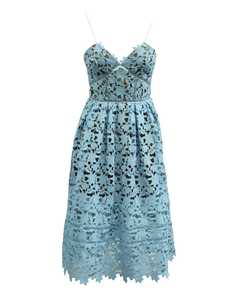 Self-Portrait Kleid mit Wellensaum aus Spitze - Blau Blau