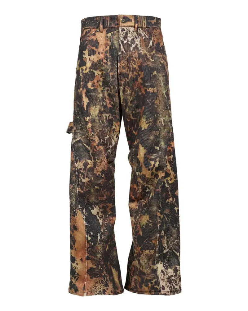 WE 11 DONE Cordhose mit abstraktem Print - Schwarz Schwarz