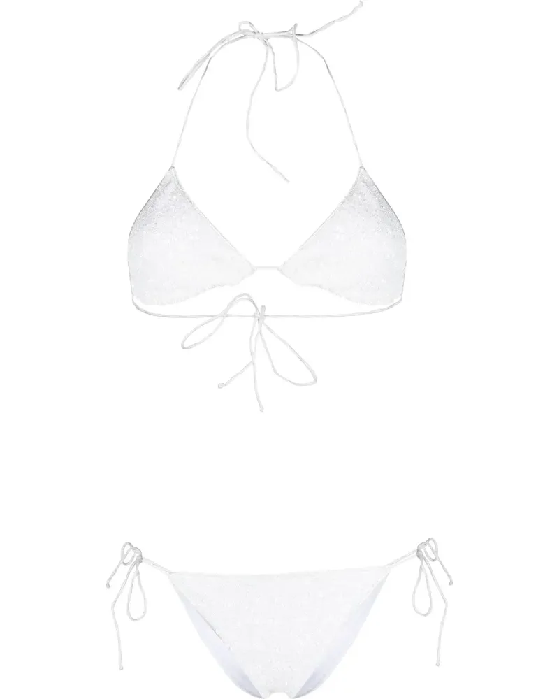 Oséree Neckholder-Bikini mit Pailletten - Weiß Weiß