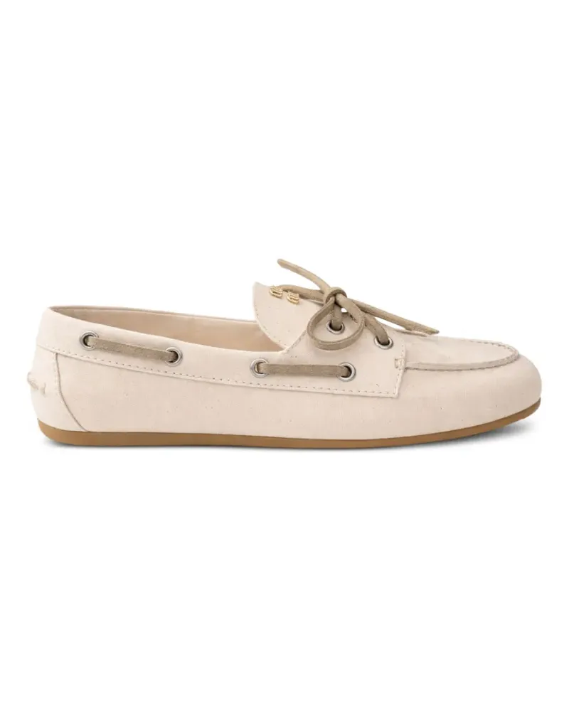 Miu Miu logo-embroidered lace-up loafers - Nude Nude