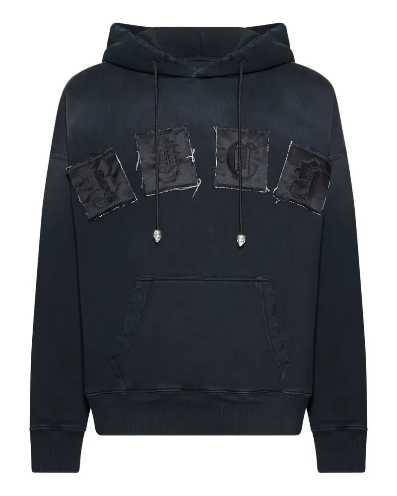John Richmond Hoodie mit Applikation - Schwarz Schwarz