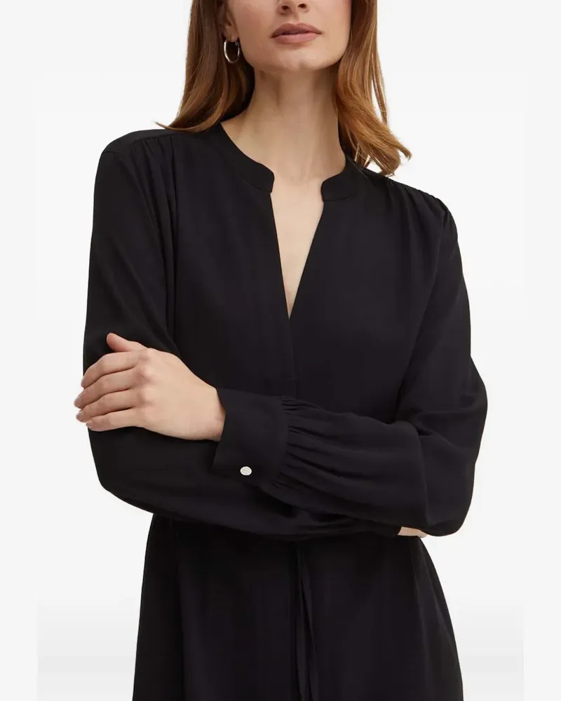 HUGO BOSS long-sleeve belted midi dress - Schwarz Schwarz