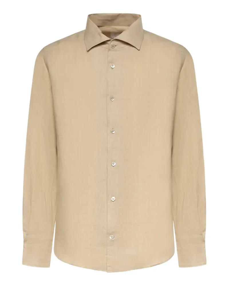 Eleventy linen spread-collar shirt - Nude Nude