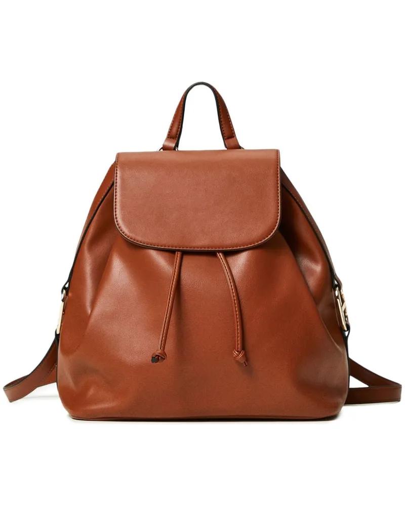Twin-Set Rucksack mit Logo-Schild - Braun Braun