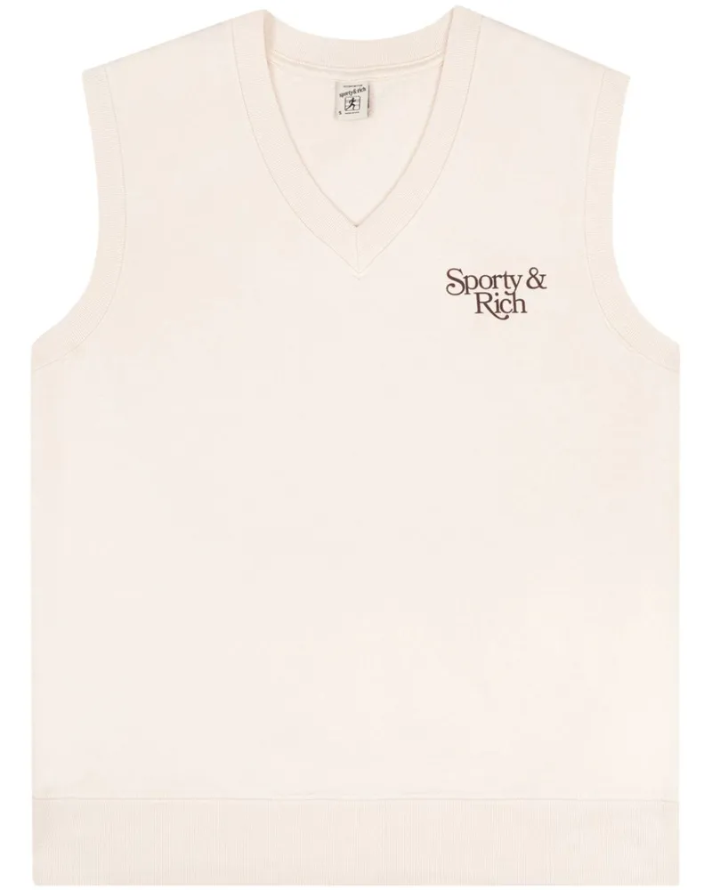 SPORTY & RICH Bardot Trägershirt mit Logo-Print Nude