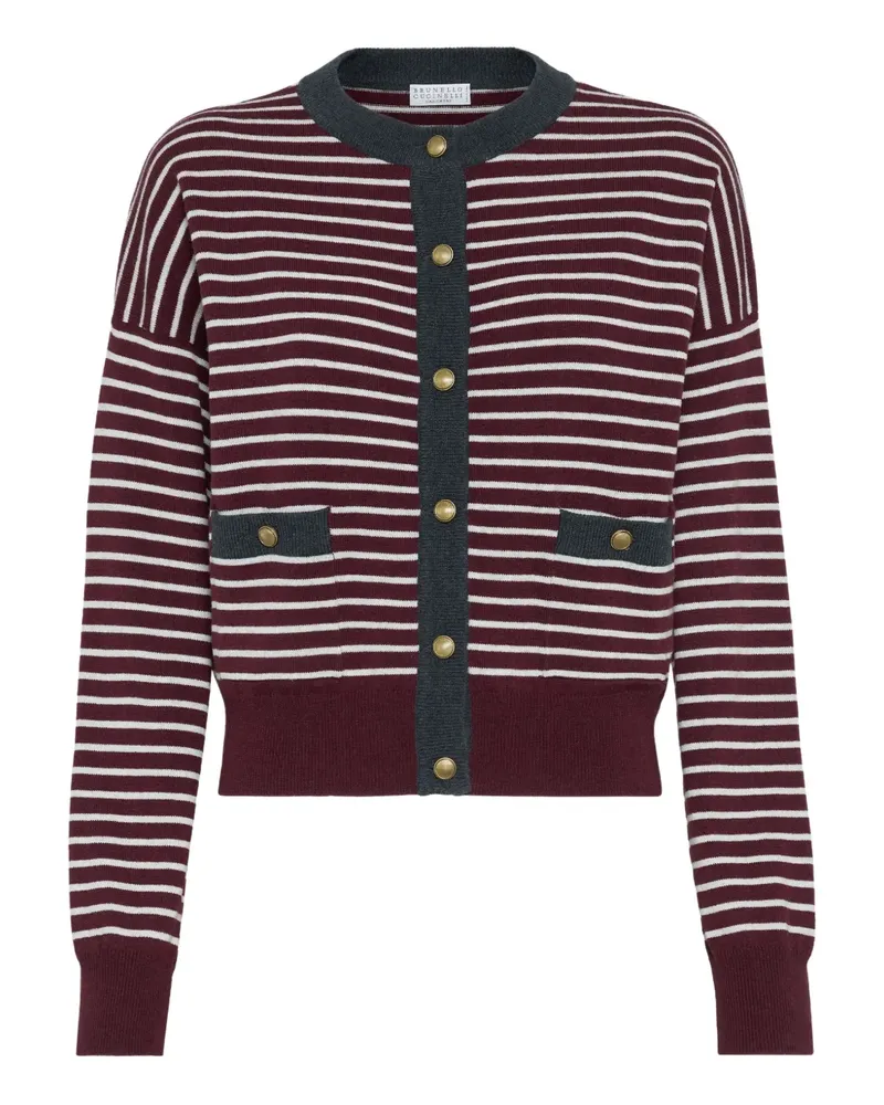 Brunello Cucinelli Gestreifter Cardigan - Rot Rot