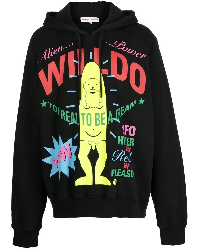 Walter van Beirendonck Hoodie mit Slogan-Print - Schwarz Schwarz