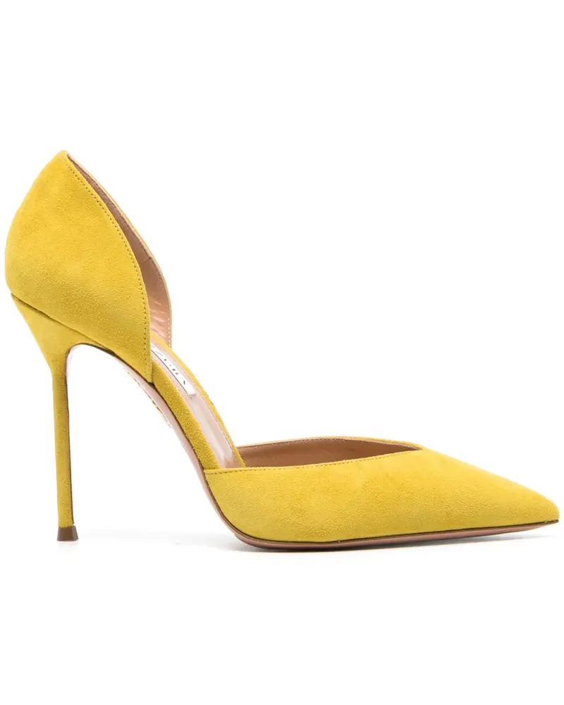 Aquazzura Uptown Pumps aus Wildleder 105mm - Gelb Gelb