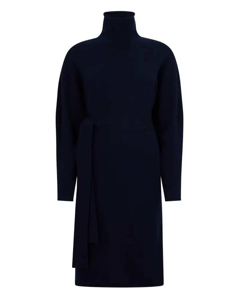 Malo belted roll-neck dress - Blau Blau