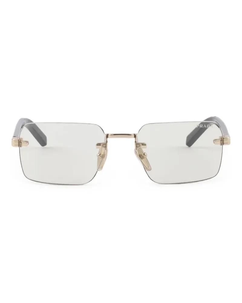 Prada Sonnenbrille mit ikonischem Metall-Schild - Gold Gold