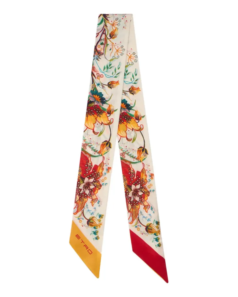 Etro floral-motif silk scarf - Nude Nude