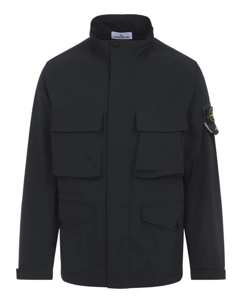 Stone Island flap-pocket logo-patch jacket - Schwarz Schwarz
