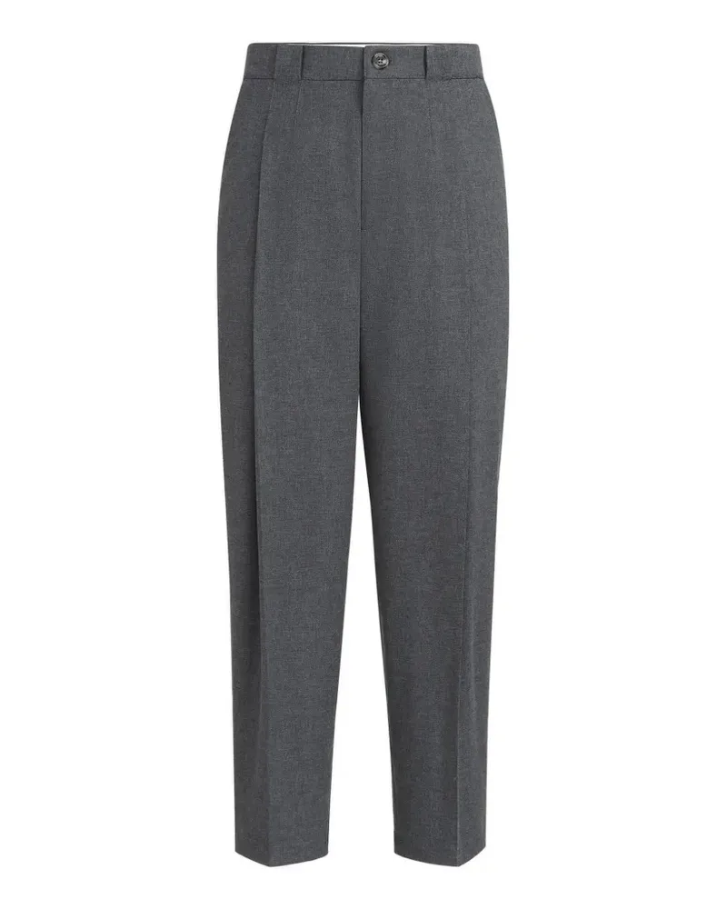 Brunello Cucinelli Mouliné-Hose aus Schurwolle, Baumwolle und Seide mit Falte - Grau Grau