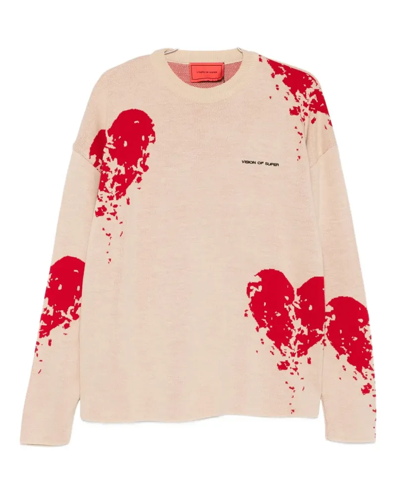 Vision Of Super heart-print sweater - Nude Nude
