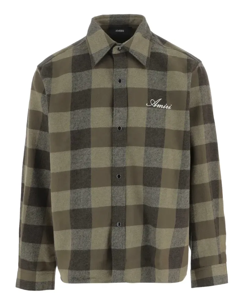 Amiri check logo-plaque shirt - Grün Grün
