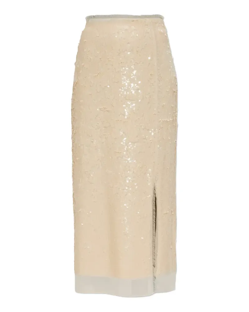 Rag & Bone sequin-embellished frayed skirt - Nude Nude