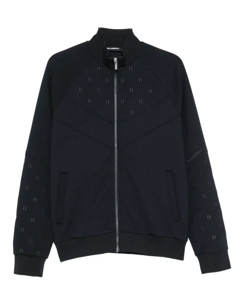 Karl Lagerfeld monogram-embroidered panelled jacket - Schwarz Schwarz