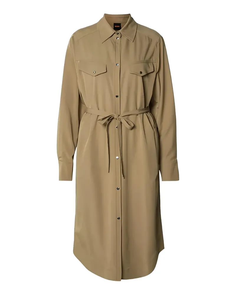 HUGO BOSS button-up belted midi dress - Nude Nude