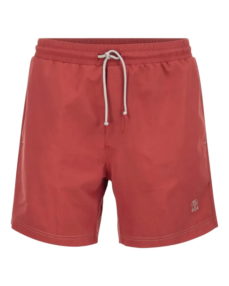 Brunello Cucinelli Badeshorts mit Logo-Stickerei - Rot Rot