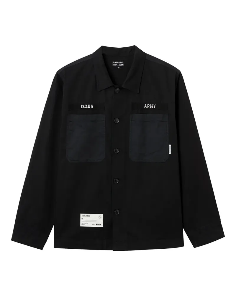 Izzue Hemdjacke mit aufgesetzten Taschen - Schwarz Schwarz