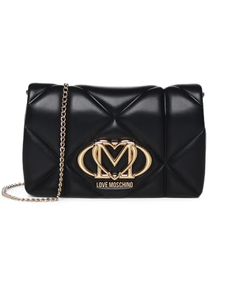Moschino quilted logo-plaque shoulder bag - Schwarz Schwarz