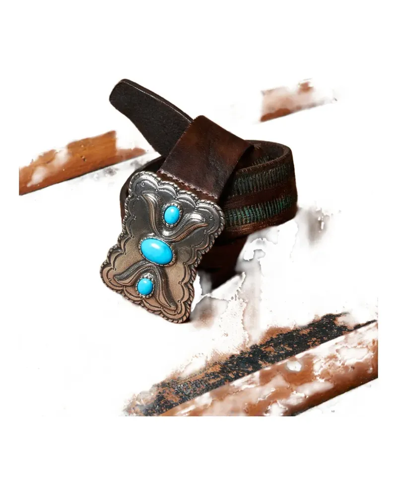 Fortela Tabatha turquoise-stone leather belt - Braun Braun