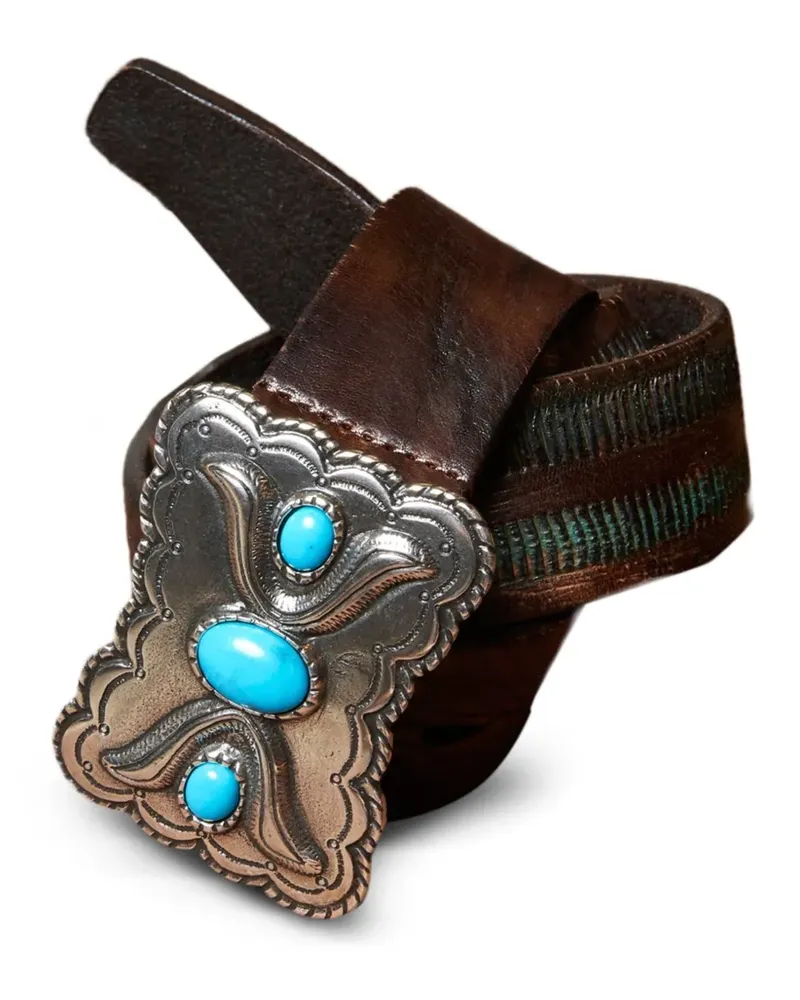 Fortela Tabatha turquoise-stone leather belt - Braun Braun