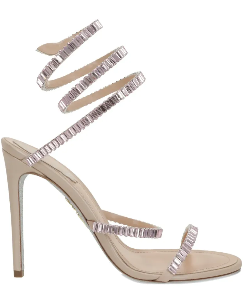 René Caovilla crystal-embellished spiral leather sandals - Nude Nude
